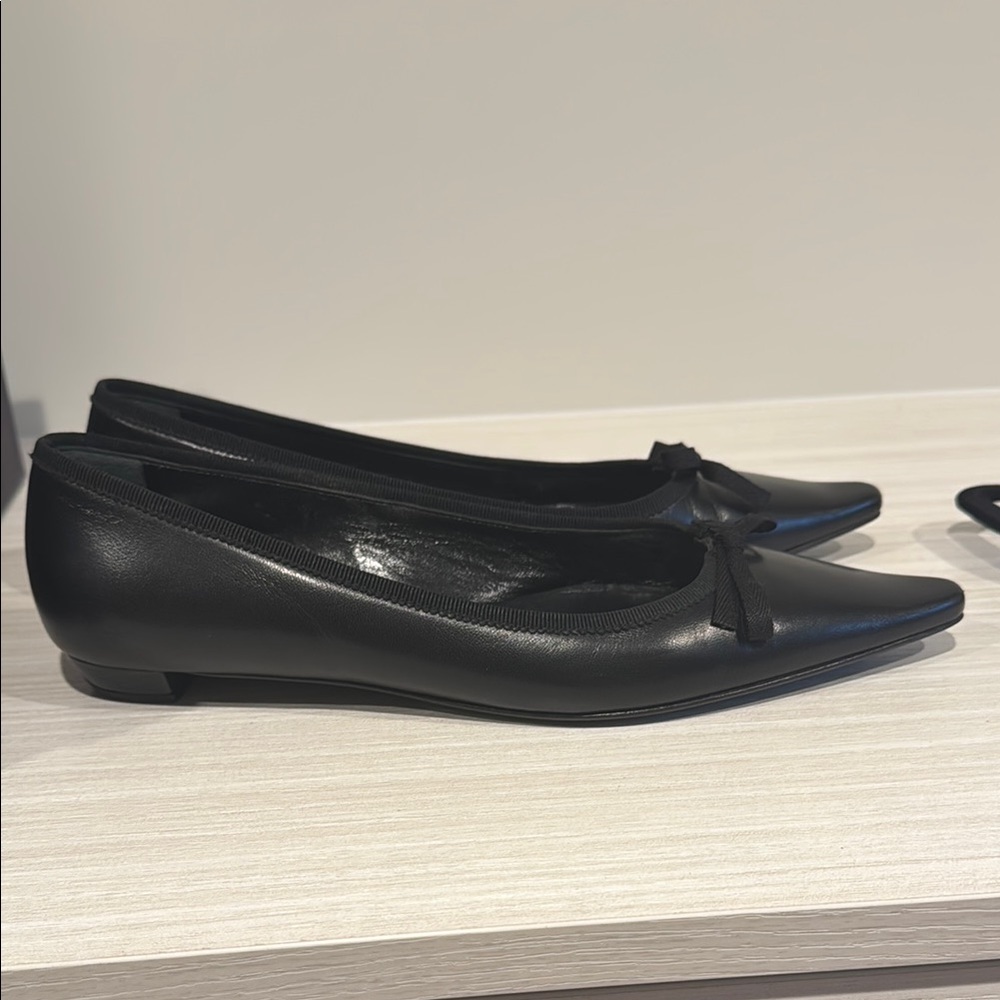 Prada Black Leather Flats Size 38.5 - Picture 5 of 5